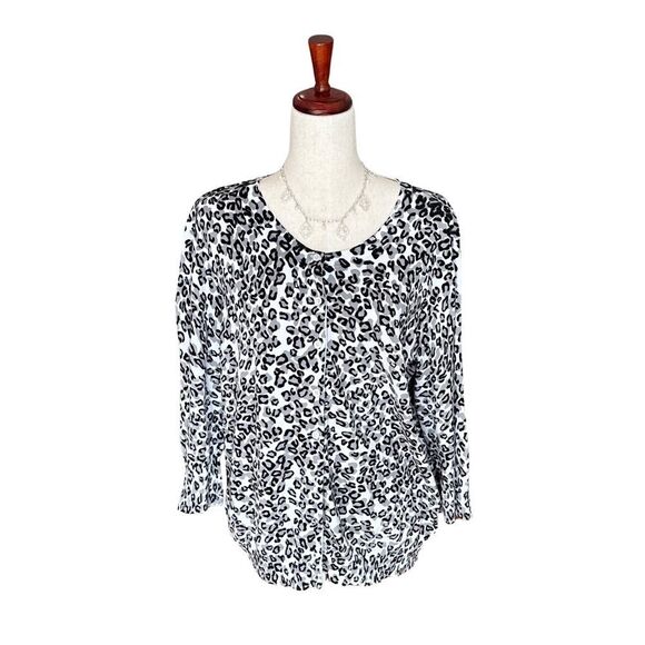 Basic Edition's Women's Button Up Cardigan Leopard Cheetah Print XL - Picture 11 of 11